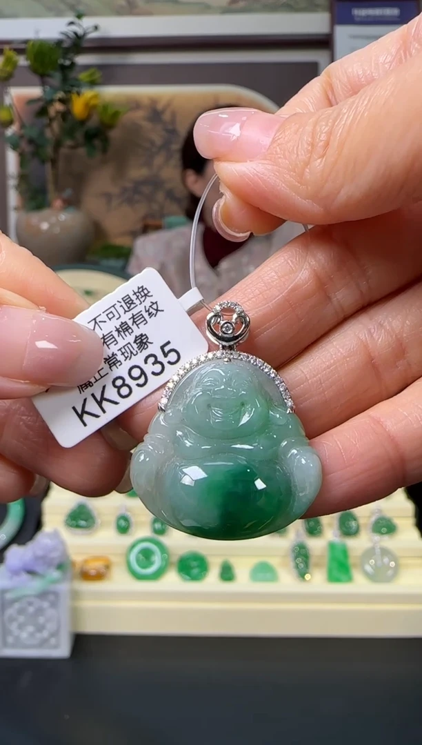 颈饰18K金镶嵌翡翠KK8935  佛公