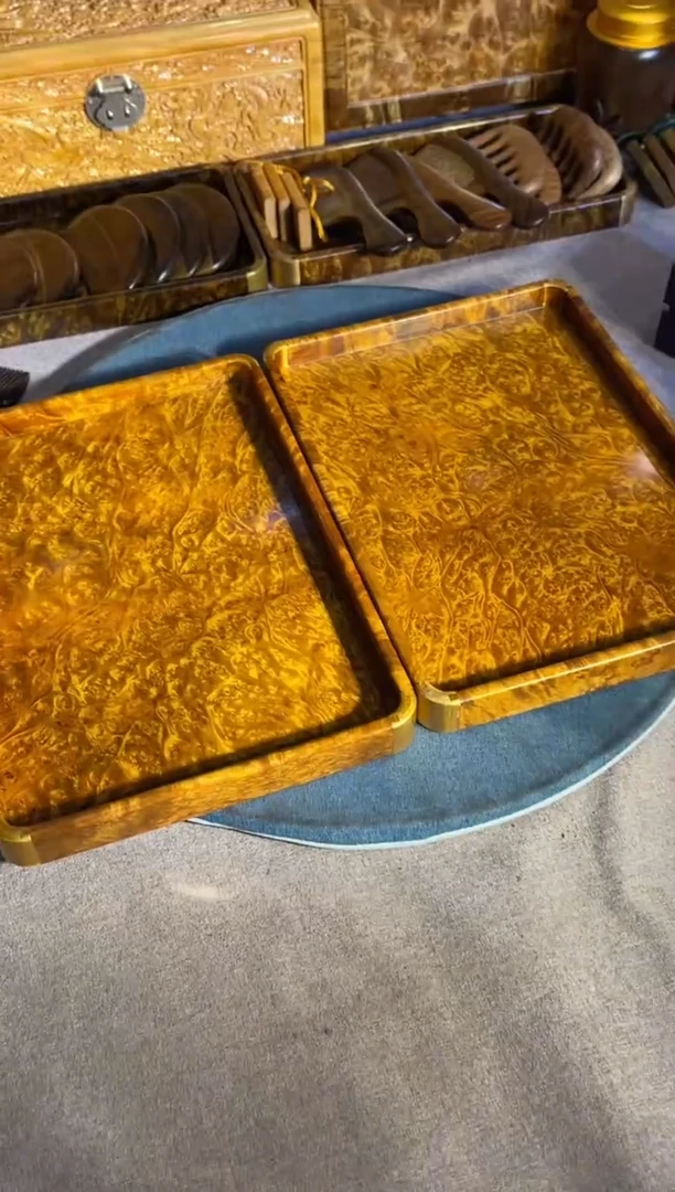 乌木类成套家具明*大号瘤疤茶盘一对 14