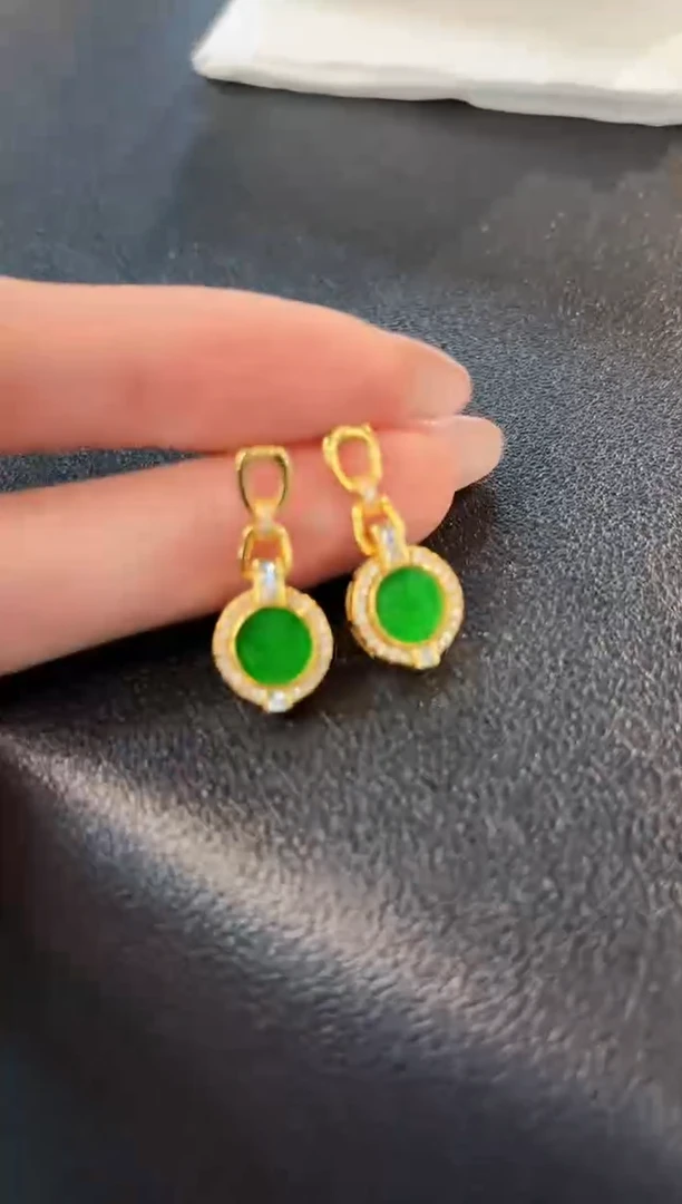 【闪购商品】翡翠耳饰未镶嵌缅料A货/支持复检/一对