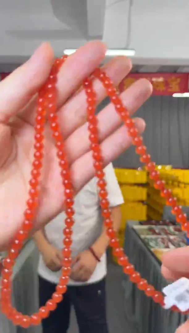 项链未镶嵌南红玛瑙高品冰红南红玛瑙项链约5mm