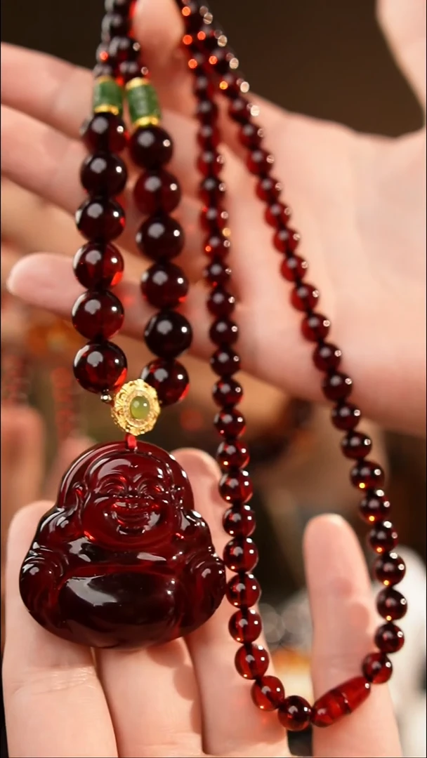 琥珀颈饰未镶嵌天然琥珀佛公项链