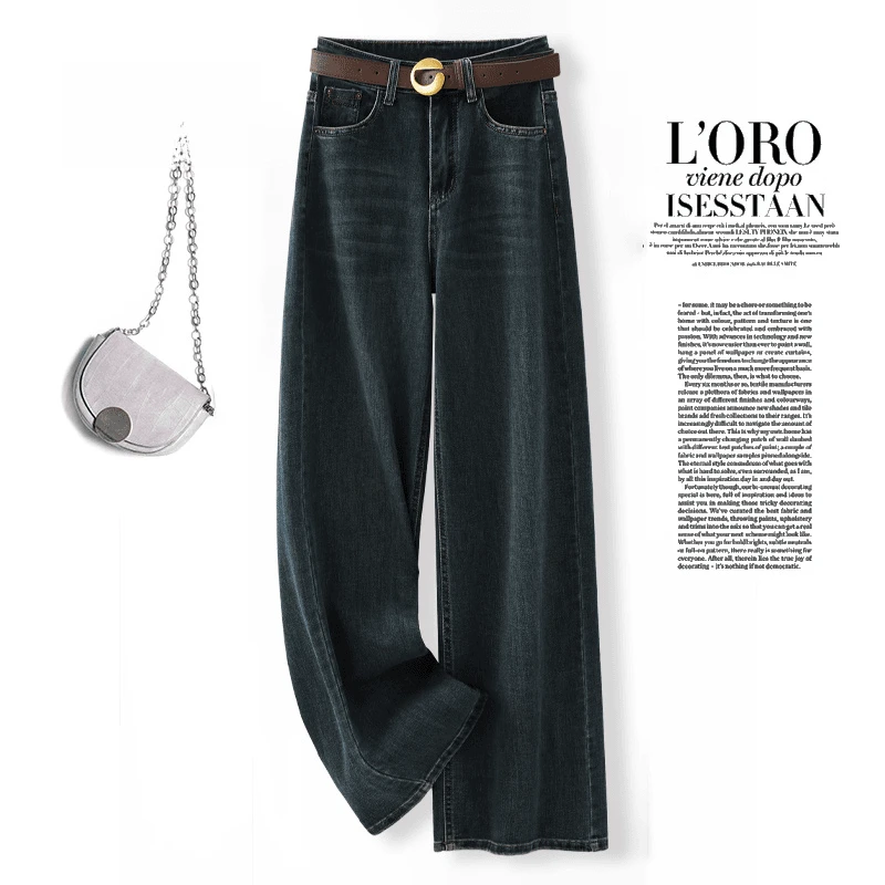 复古牛仔裤2025年新款女秋款窄版直筒裤爆款裤子春秋款高腰阔腿裤