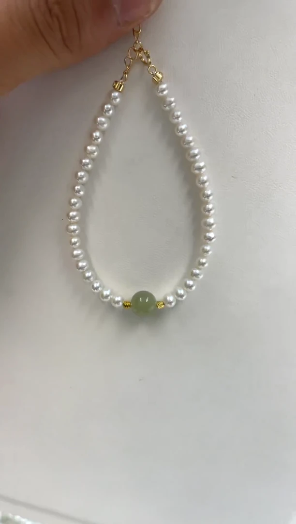 银S925镶嵌手绳淡水珍珠4-5