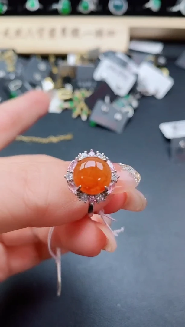 银S925镶嵌戒指翡翠1