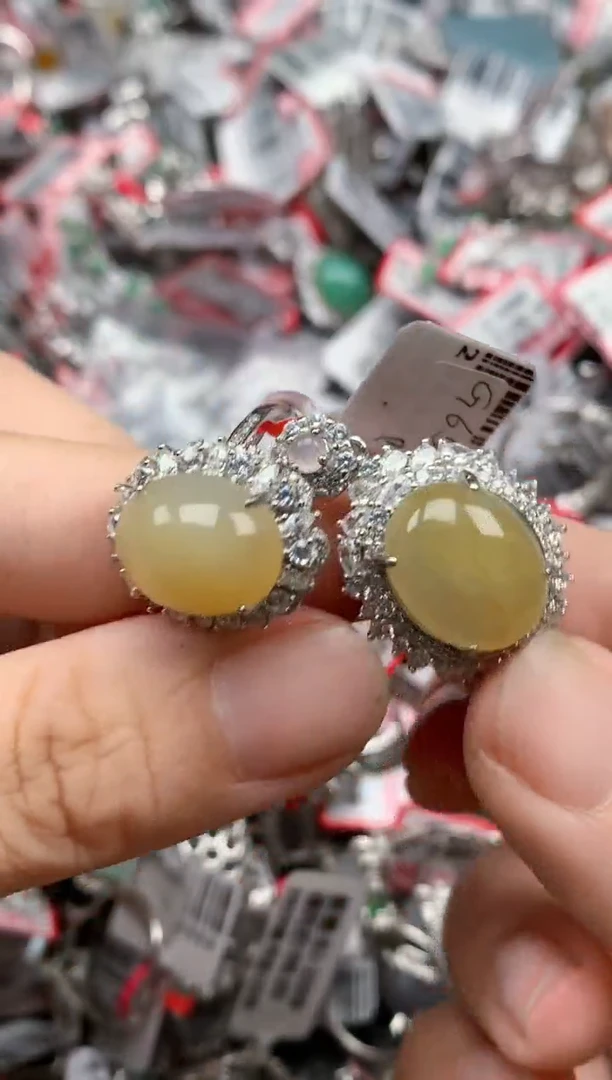 银S925镶嵌戒指翡翠天然A货缅甸翡翠
