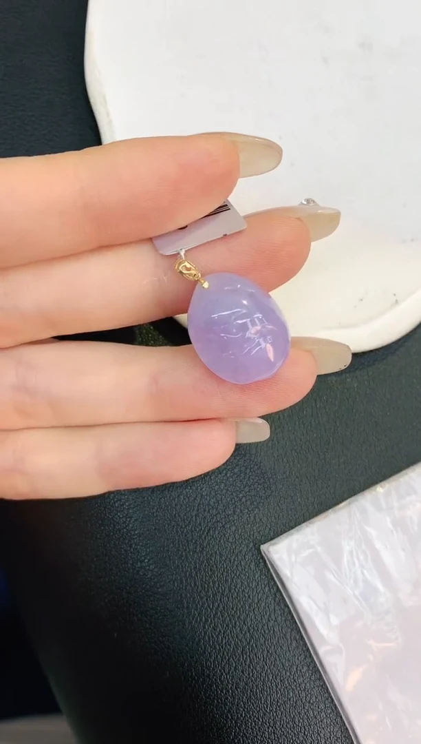 翡翠18K金镶嵌颈饰赠礼盒证书 珍珍