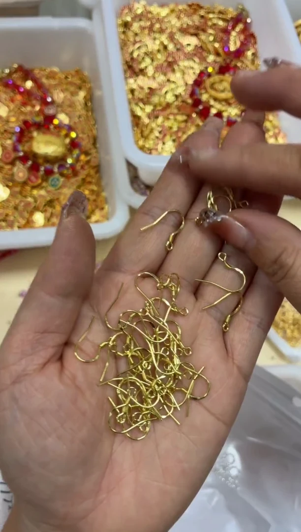 锌合金1643耳环10对金色