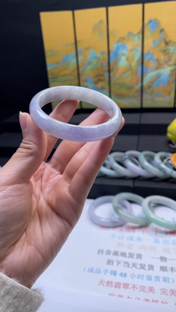 未镶嵌手镯翡翠天然缅甸A货翡翠手镯53-54圈口
