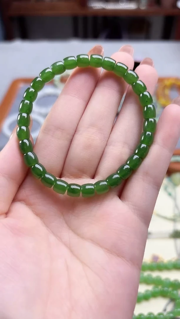 未镶嵌和田玉挂件碧玉桶珠手串XY