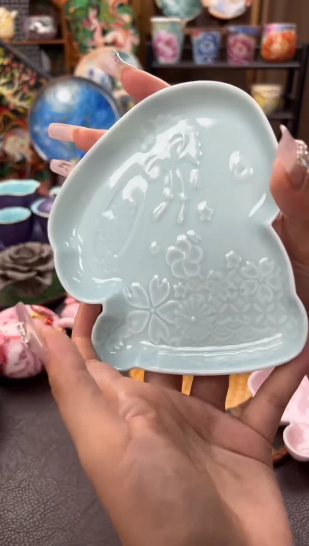 粉青小翠花萌兔茶蝶果盘