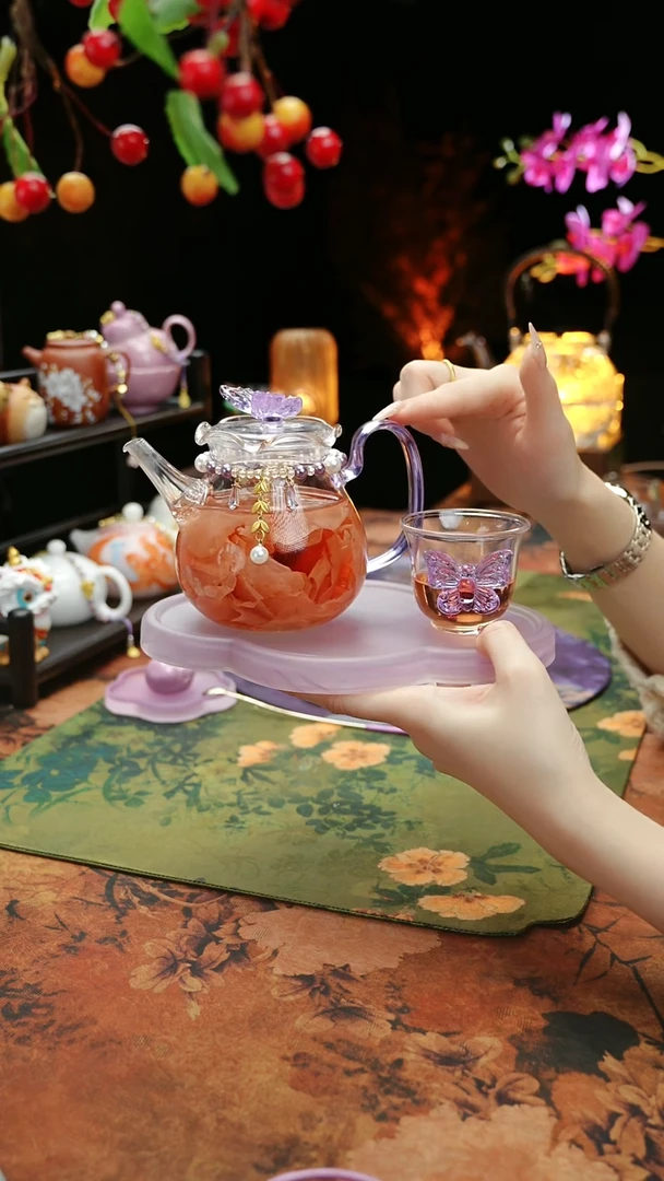 【闪购商品】紫色壶承+茶壶+链子+杯子