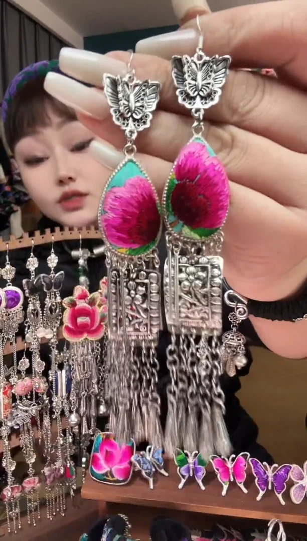 刺绣纯手工民族风刺绣耳环