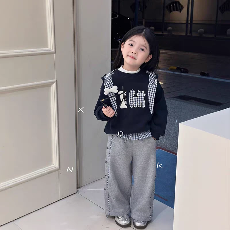 女童加绒卫衣秋装2025新款今年流行爆款儿童连帽上衣超好看秋冬款