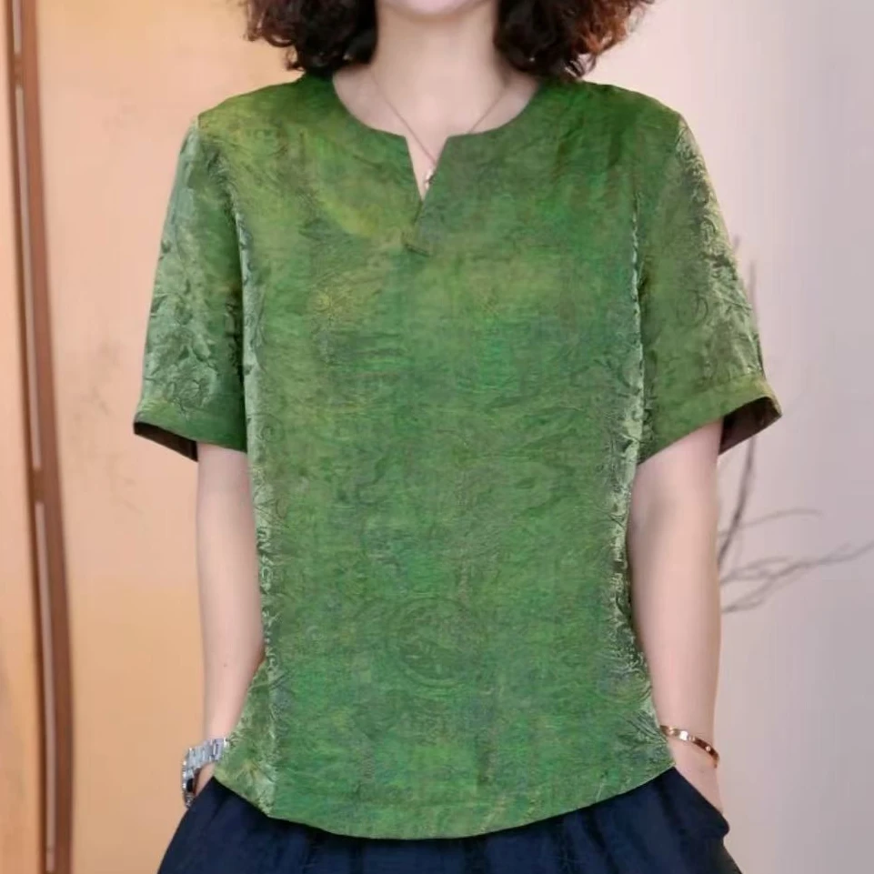 【万古长青-提花缎小衫】绿国风花萝香云纱双面穿小衫5上衣中国风