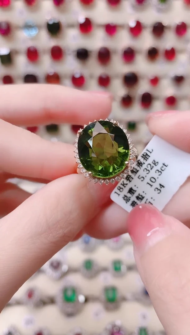 18K金镶嵌18K金戒指碧玺1