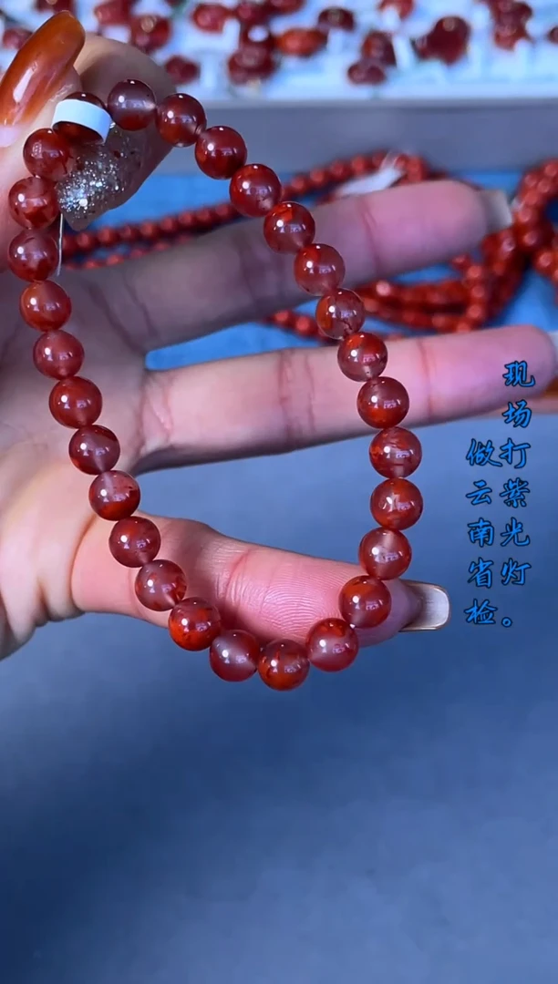 未镶嵌手串南红玛瑙N05凉山瓦西料玉化火焰单圈多样性发其一