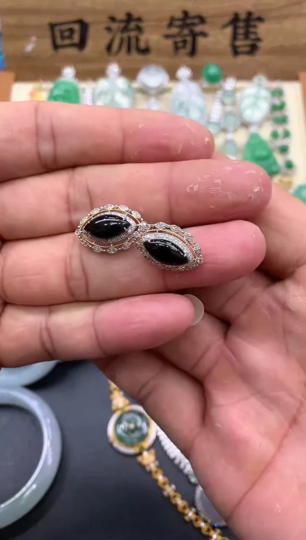 【闪购商品】翡翠耳饰18K金镶嵌343-中国好珍宝