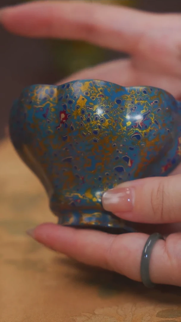 茶杯紫砂【宜景窑鎏金系列】曼陀罗杯子