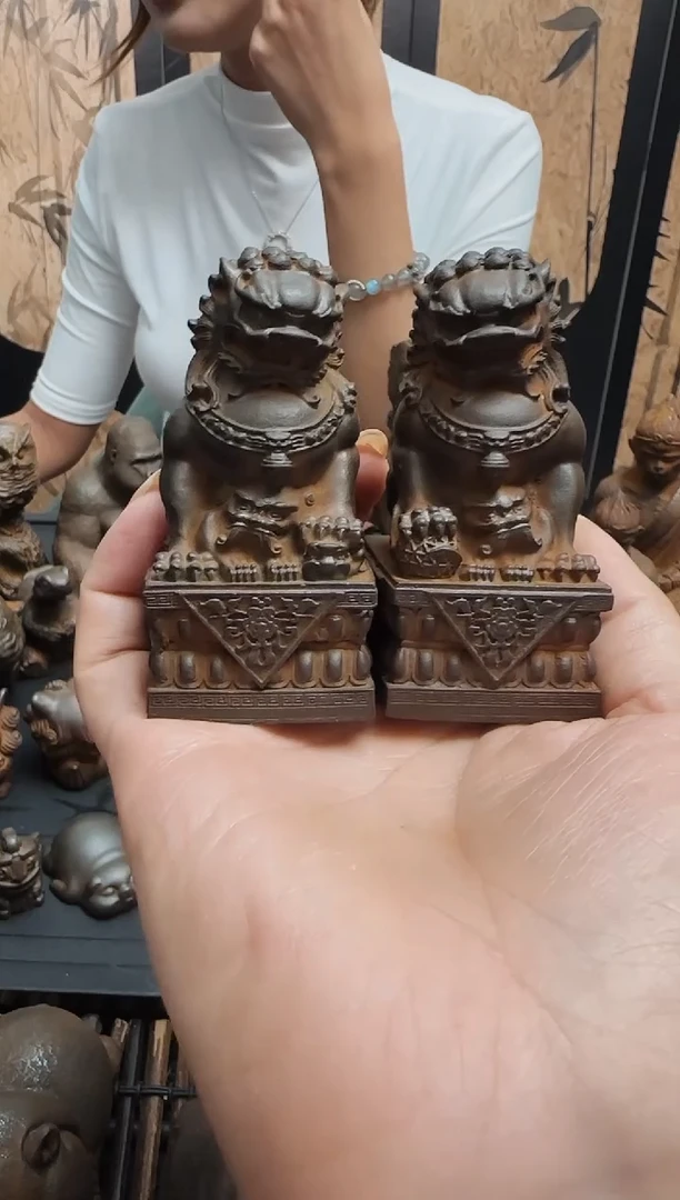 铁创意国潮家居摆件-京狮8.5厘米一对