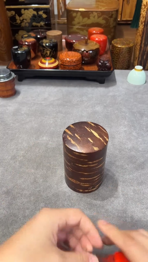 全樱皮茶叶罐  大漆漆器大漆漆器大漆漆器