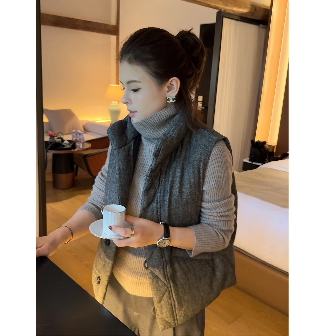 LAZYVISION95白鹅绒休闲羊毛混纺休闲马夹ZMD-30744