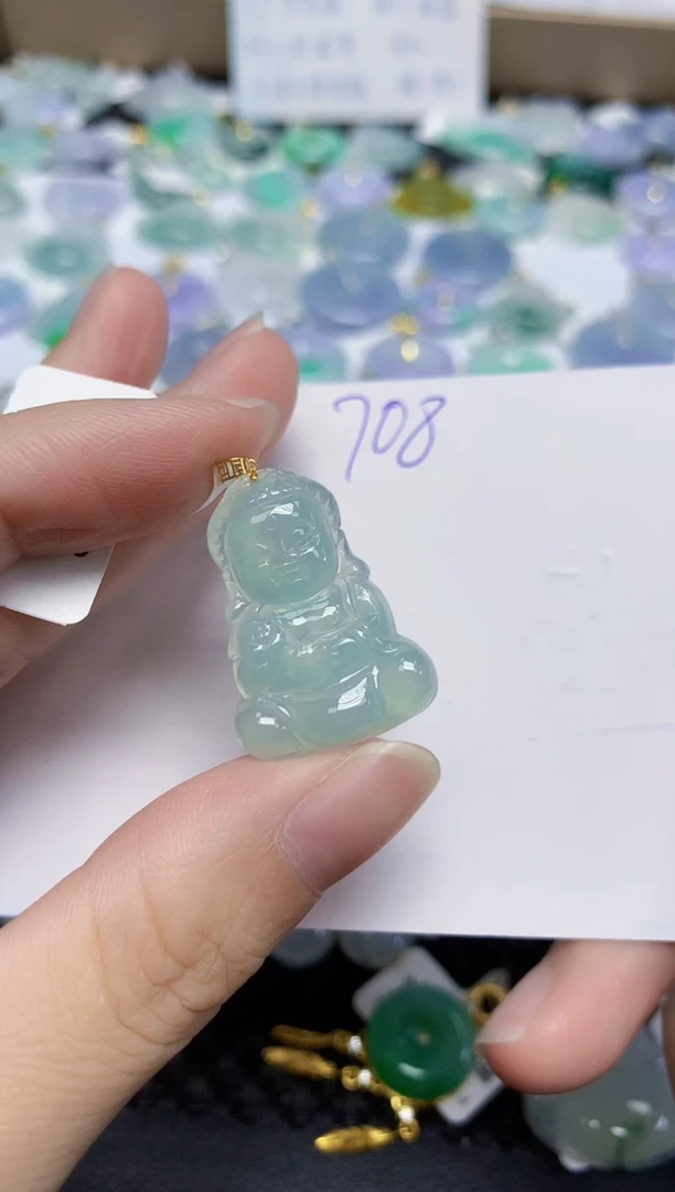 颈饰18K金镶嵌翡翠天然缅甸翡翠A货翡翠百元以上9元证书费自理