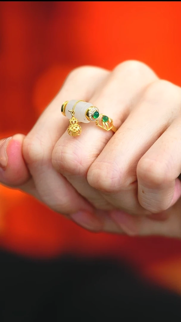 银S925镶嵌戒指和田玉新款