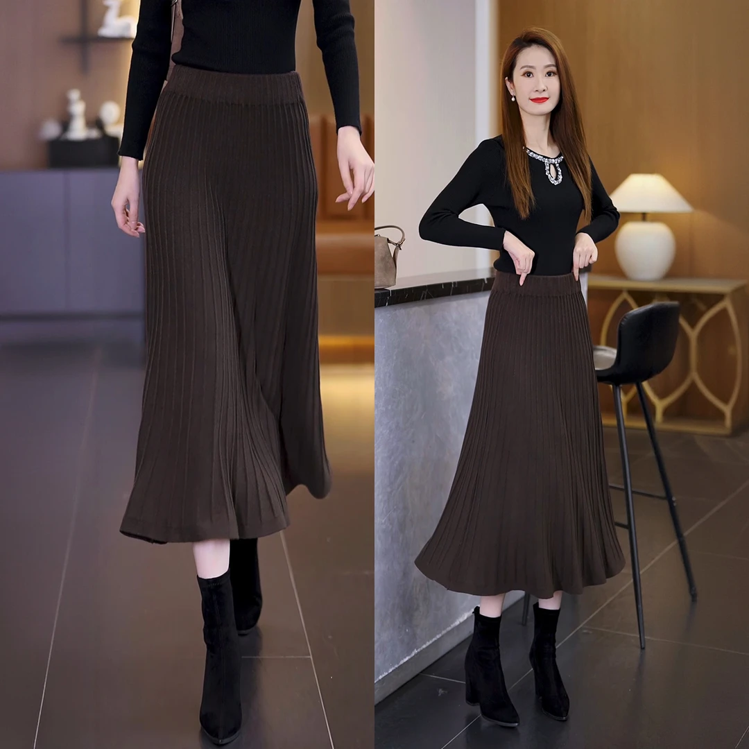 拉夏贝尔半身裙秋冬2025新款中长款百搭高腰显瘦大摆包臀休闲裙