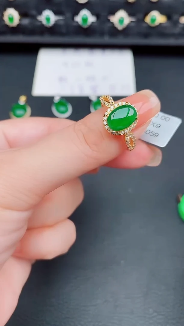 翡翠戒指银S925镶嵌天然a货翡翠29