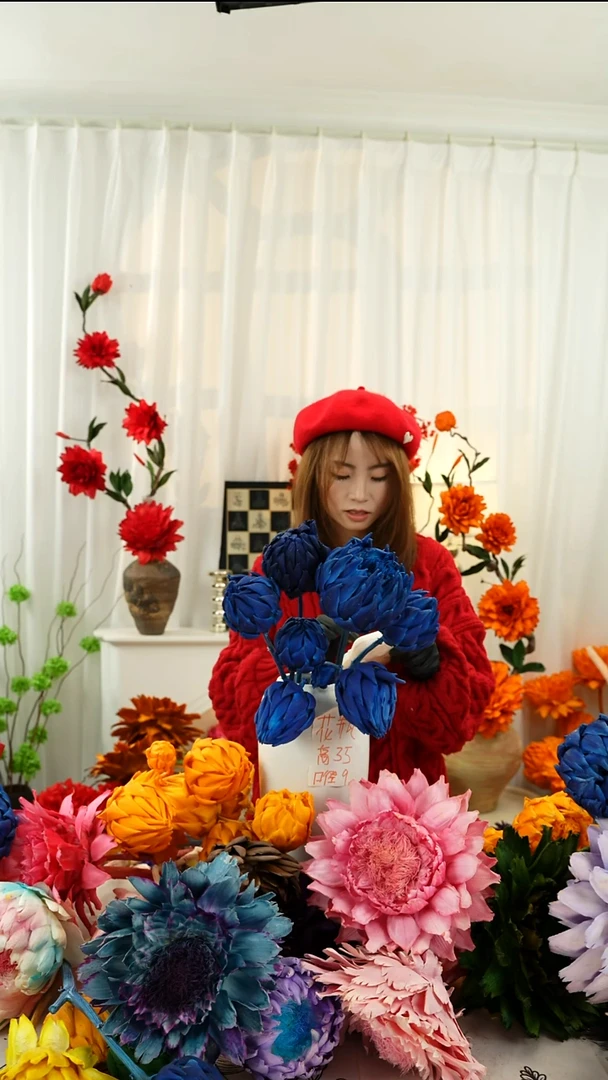 若*永生洋蓟 霸王花7个头克莱因蓝【吸色不均】A32