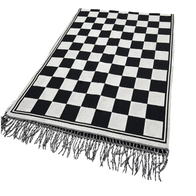 小香风经典双面棋盘格限定带礼盒WJ17时尚百搭羊绒黑白加厚格子