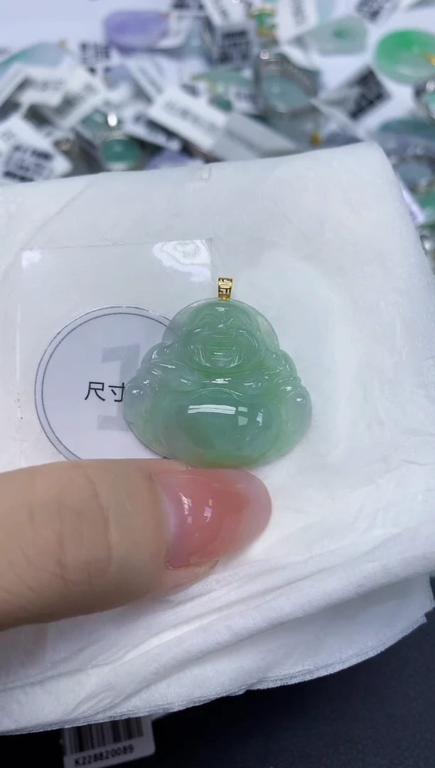 颈饰18K金镶嵌翡翠天然缅甸翡翠A货百元以上9元证书费自理