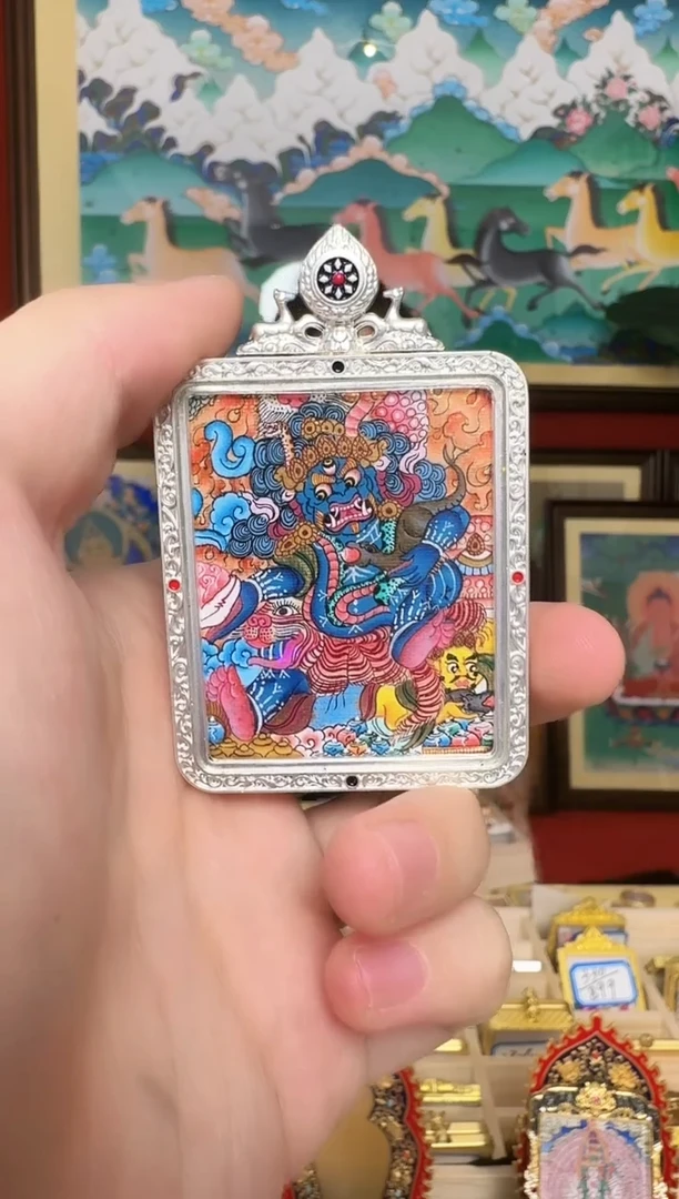 吊坠黑c-热贡纯手绘周毛