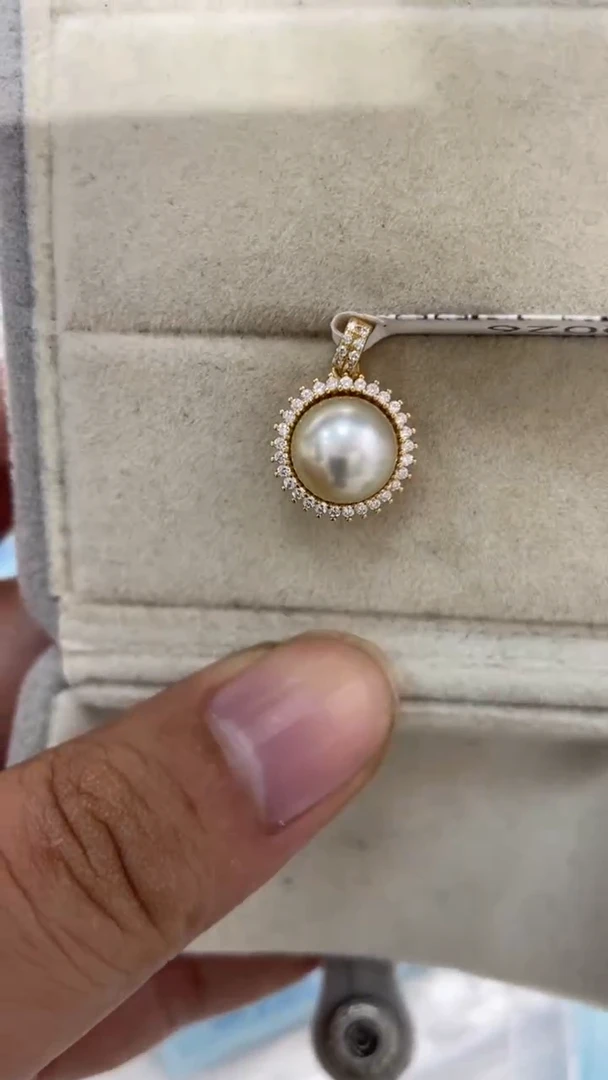 银S925镶嵌吊坠海水珍珠金珠