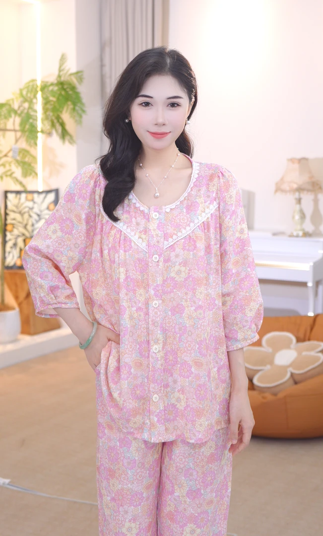 【冰冰专属】2025夏款女士舒适纯棉睡衣短袖家居服薄款AYR