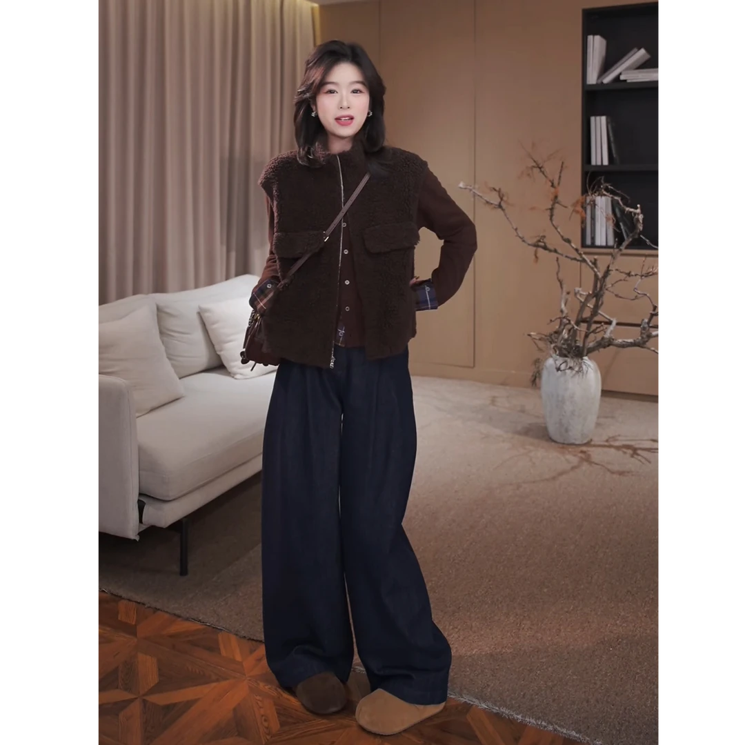 广州琴姐【招牌原牛】带腰带慵懒风宽松牛仔裤女款2025新款70806