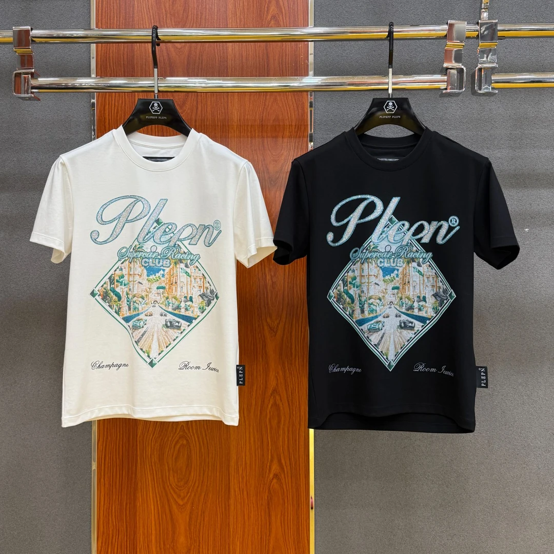 PLIPHPP PLEPN正品PP夏威夷风情烫钻男士修身圆领夏季短袖T恤1723