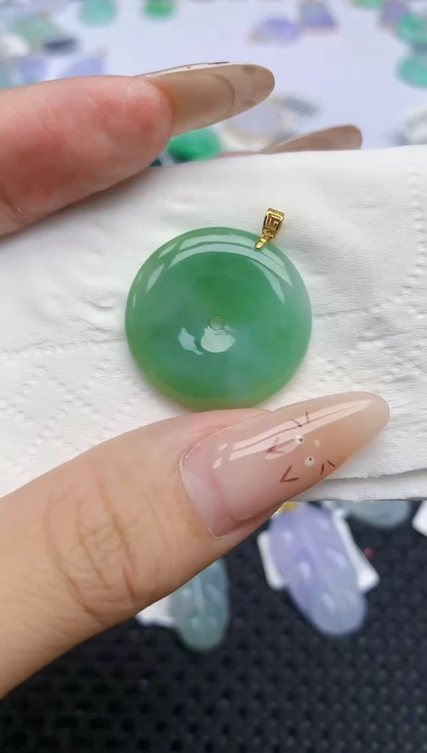 翡翠18K金镶嵌颈饰146   天然翡翠A货