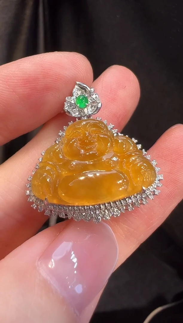 吊坠(不含链)18K金镶嵌翡翠L6吊坠