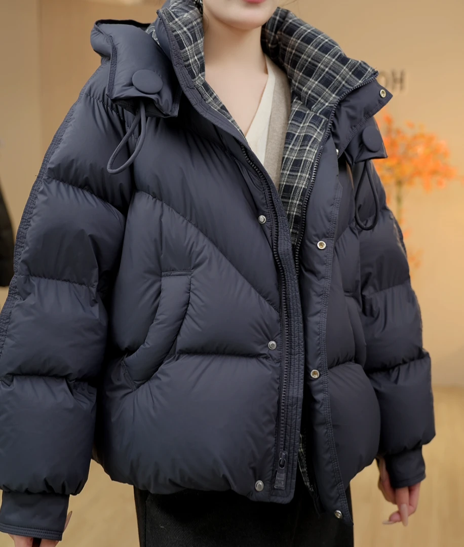 【严选大朵鸭绒】2025极寒系列新款拼格鸭绒服女款可可---Y80