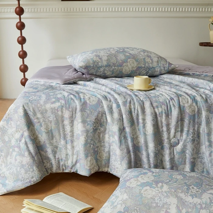 复古风夏凉被可机洗冰丝裸睡空调被