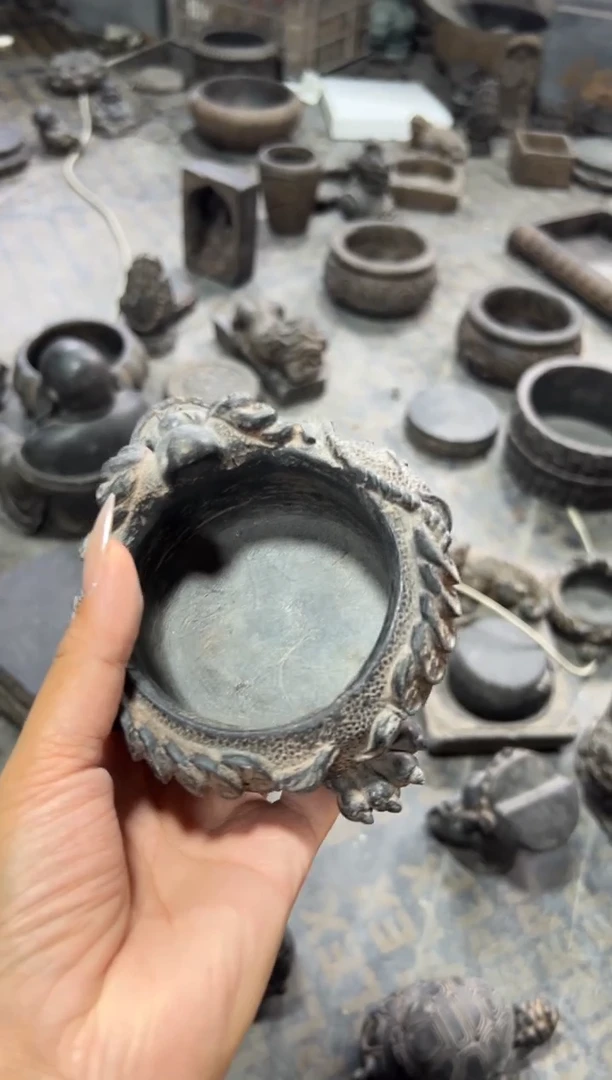 陶土【合成青石】金蟾盆