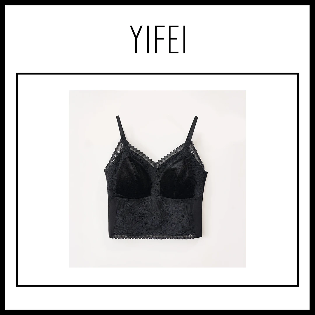 【艺菲专属】新款秋冬丝绒立体蕾丝款V领吊带背背心润肤一体固定