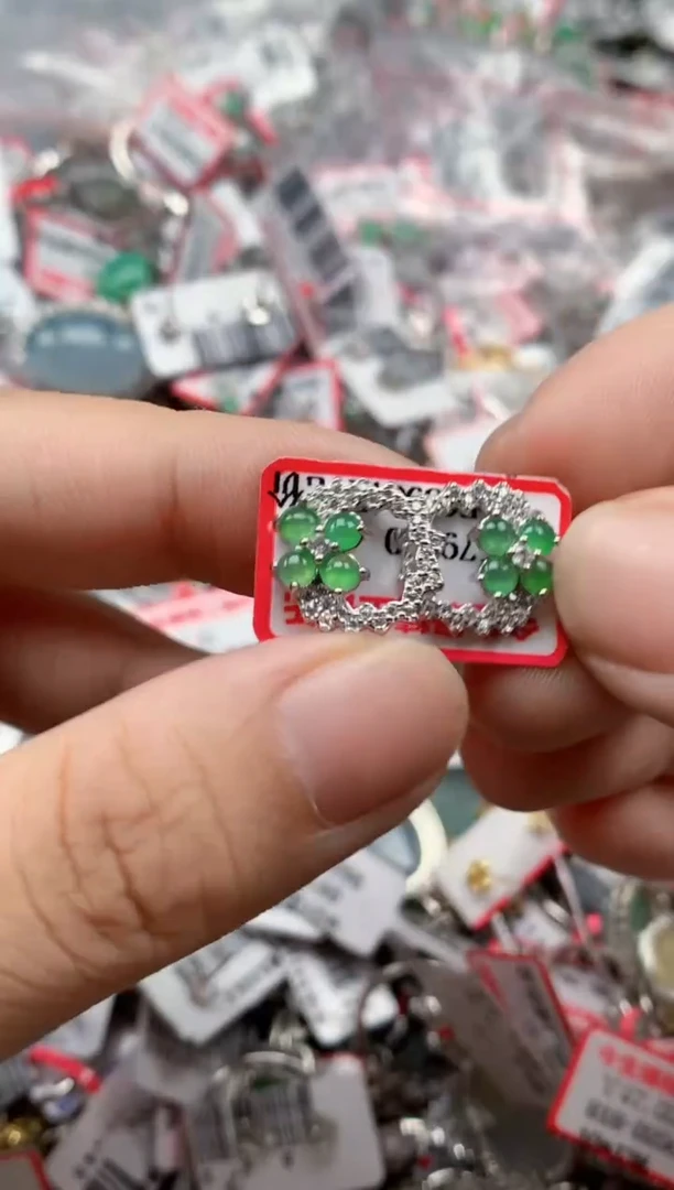 银S925镶嵌戒指翡翠天然A货缅甸翡翠