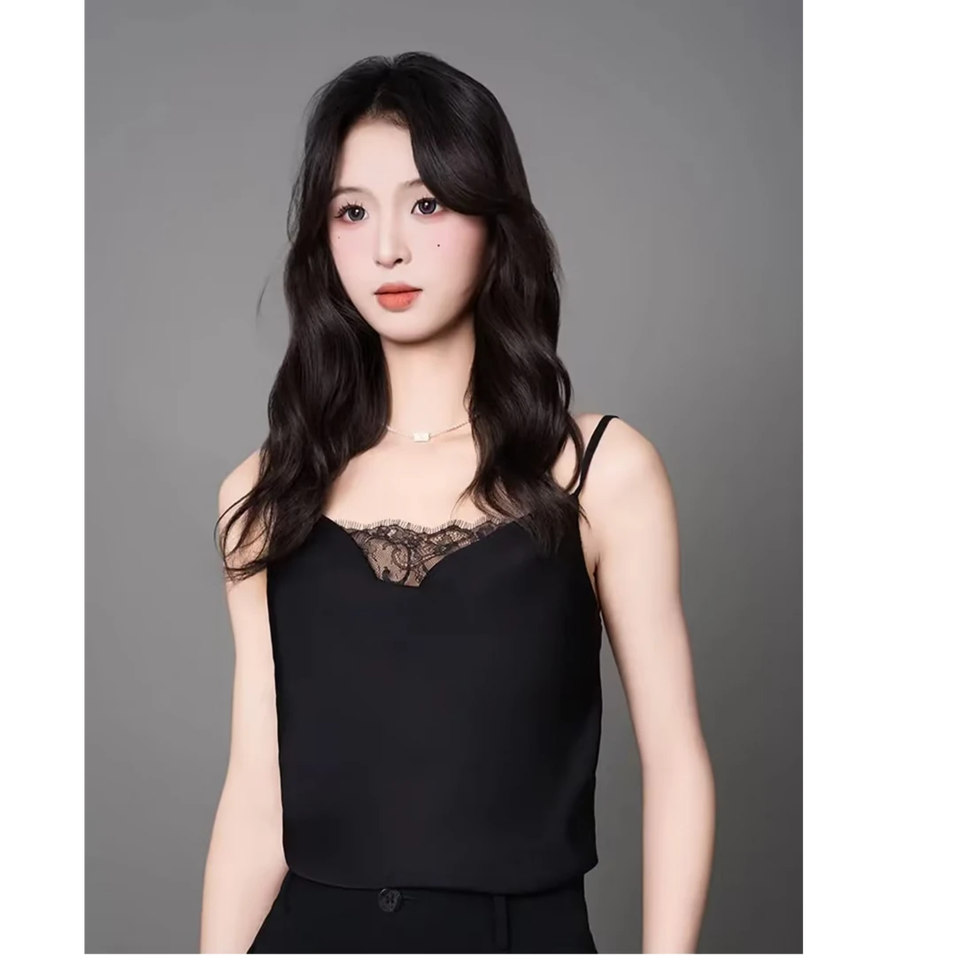 AMASS/阿玛施春夏新款蕾丝设计时尚百搭性感桑蚕丝打底吊带530041