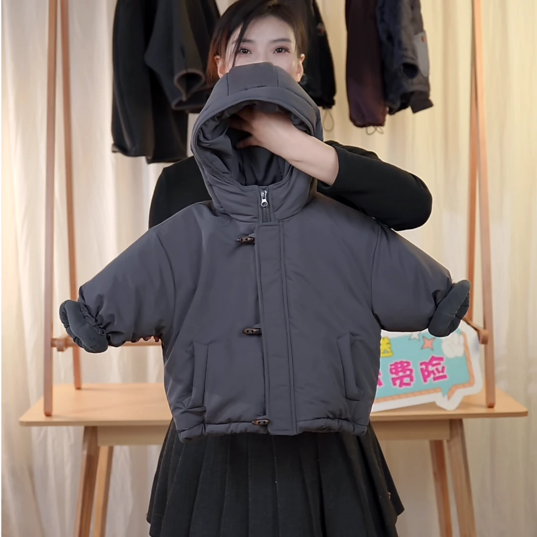 2025冬季韩系连帽百搭保暖加棉加厚棉服中性款冬装时髦休闲韩版