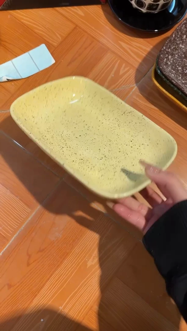 陶泼墨8英寸长方盘*1米黄色