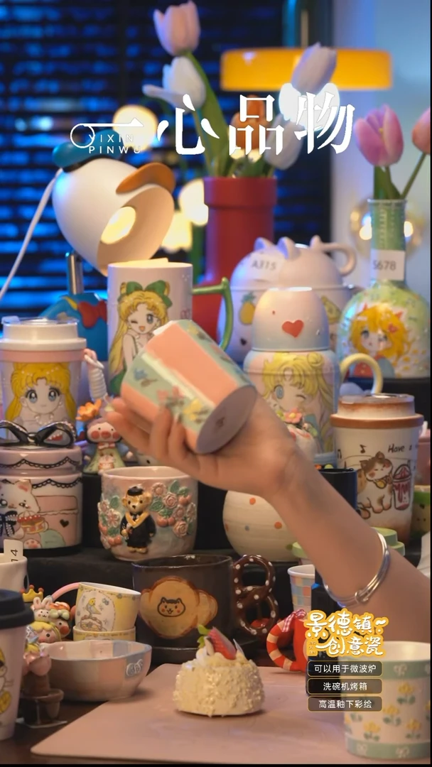 杯C074景德镇手工手绘杯子摆件