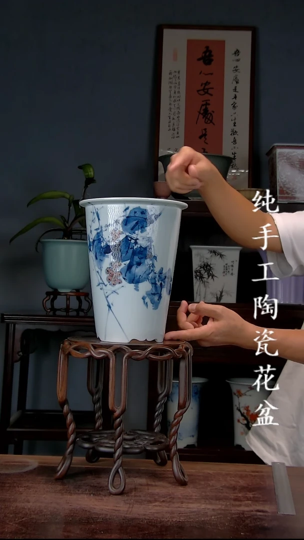 景德镇手工陶瓷花盆---微瑕