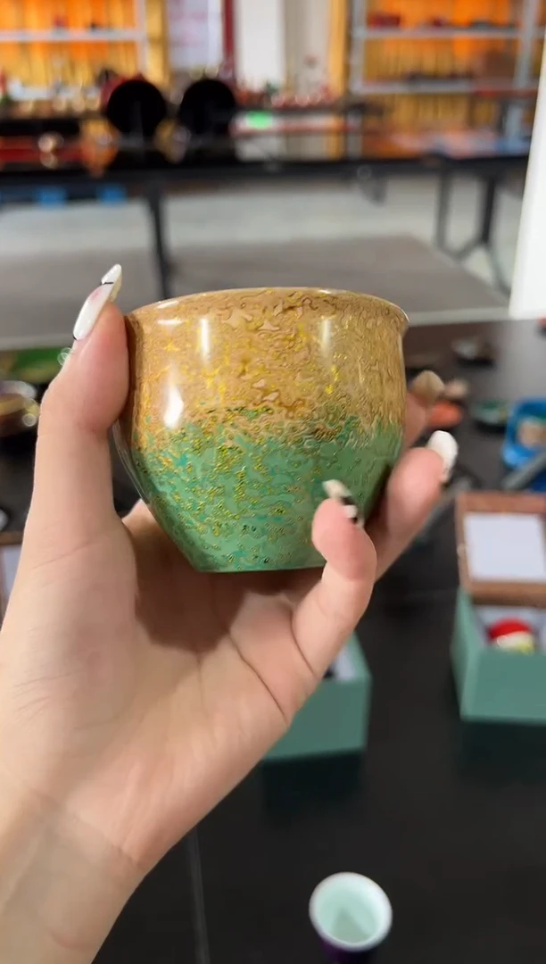 青金色龙泉青瓷胎底主人杯-太古大漆